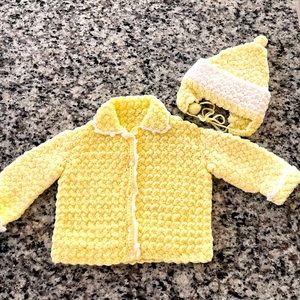 Infant hand crocheted beautiful sweater set